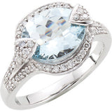 Aquamarine & Diamond Accented Ring