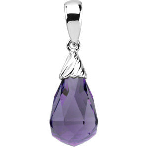 14K White Amethyst Pendant