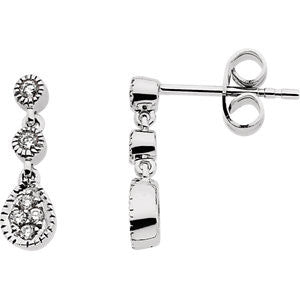 14K White 1-8 CTW Diamond Link Earrings