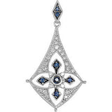 Sterling Silver Sapphire & 1-5 CTW Diamond Pendant