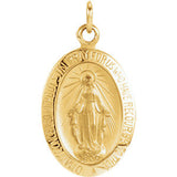 Sterling Silver 28.5x17.75mm Oval Miraculous Medal 24" Necklace