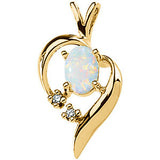 Genuine Opal Cabochon & Diamond Pendant