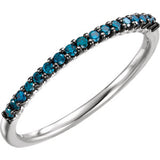 14K White 1/6 CTW Blue Diamond Stackable Ring