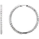 14K White 1 CTW Diamond Inside-Outside Hoop Earrings