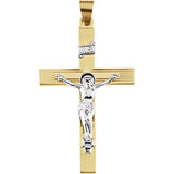 14K Yellow & White 45x29mm Crucifix Pendant