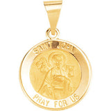 14K Yellow 15mm Round Hollow St. John Medal