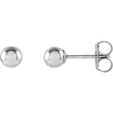 14K White 3mm Ball Earrings with Bright Finish