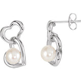 Freshwater Cultured Pearl Double Heart Earrings