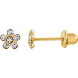 14K Yellow Imitation "July" Youth Birthstone Flower Inverness Piercing Earrings