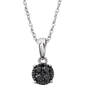 14K White 1/5 CTW Black Diamond 18" Necklace