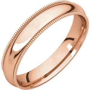 14K Rose 4mm Milgrain Comfort Fit Band