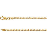 14K Yellow 2.4mm Diamond Cut Rope 16" Chain