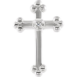 14lt Yellow & White 14x9mm Diamond Cross Lapel Pin