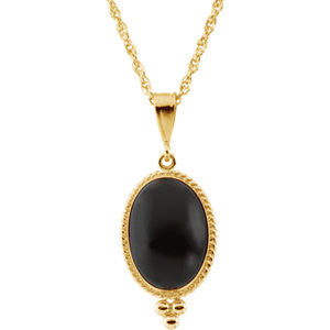 14K Yellow 14x10 Oval Onyx 18" Necklace