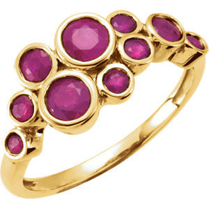 14K Yellow Ruby Bezel Set Ring