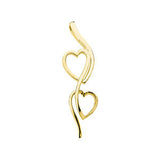 14K Yellow Double Heart Vertical Pendant