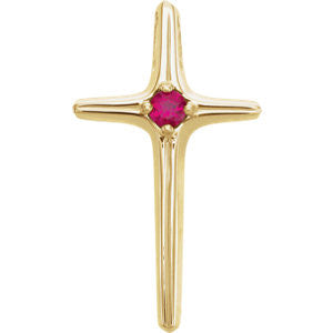 14K Yellow Ruby Cross Pendant