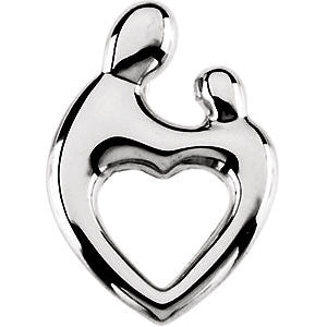 14K White 19.25x13.5mm Mother and Child® Heart Pendant