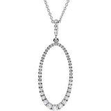 14K White 5-8 CTW Diamond Oval Silhouette 18" Necklace