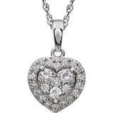 14K White 3-8 CTW Halo-Style Diamond Heart 18" Necklace