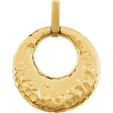 14K White Hammered Circle Pendant