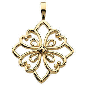 Diamond-Shape Heart Design Filigree Pendant