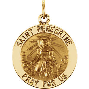 14K White 18mm Round St. Peregrine Medal