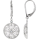 Sterling Silver .08 CTW Diamond Lever Back Earrings