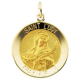 14K Yellow 22mm Round St. Lucy Medal