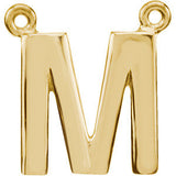 14K Yellow Letter "E" Block Initial Necklace Center