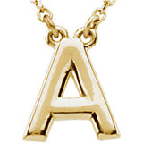 14K Yellow Letter "J" Block Initial 16" Necklace