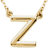 14K Yellow Letter "J" Block Initial 16" Necklace