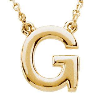 14K Yellow Letter "J" Block Initial 16" Necklace