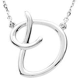 Sterling Silver "F" Script Initial 16" Necklace