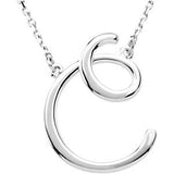 Sterling Silver "F" Script Initial 16" Necklace