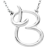 Sterling Silver "F" Script Initial 16" Necklace