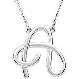 Sterling Silver "F" Script Initial 16" Necklace