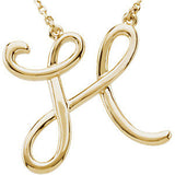 Sterling Silver "F" Script Initial 16" Necklace