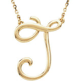 Sterling Silver "F" Script Initial 16" Necklace