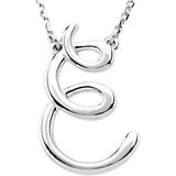 Sterling Silver "F" Script Initial 16" Necklace