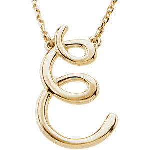 Sterling Silver "F" Script Initial 16" Necklace