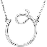 Sterling Silver "F" Script Initial 16" Necklace