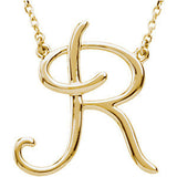 Sterling Silver "F" Script Initial 16" Necklace