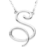 Sterling Silver "F" Script Initial 16" Necklace