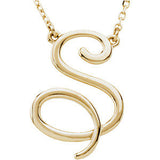 Sterling Silver "F" Script Initial 16" Necklace