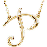 Sterling Silver "F" Script Initial 16" Necklace