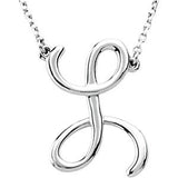 Sterling Silver "F" Script Initial 16" Necklace