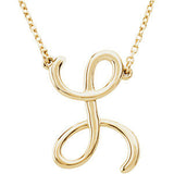 Sterling Silver "F" Script Initial 16" Necklace