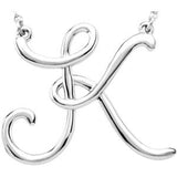 Sterling Silver "F" Script Initial 16" Necklace