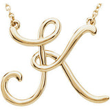 Sterling Silver "F" Script Initial 16" Necklace